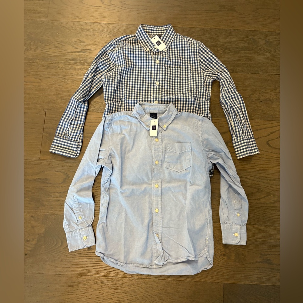 Gap kids blue boys dress shirts sz 10 both NWT retail $69ea